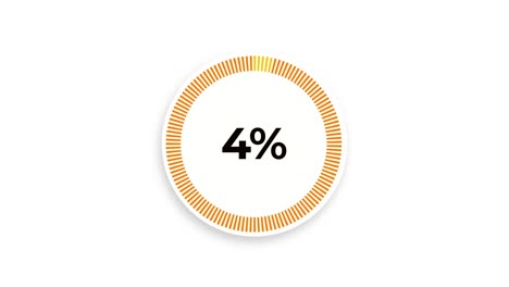 infographics circular graph animation counting 0 to 25 percentage. loading yellow circle animation. 4k