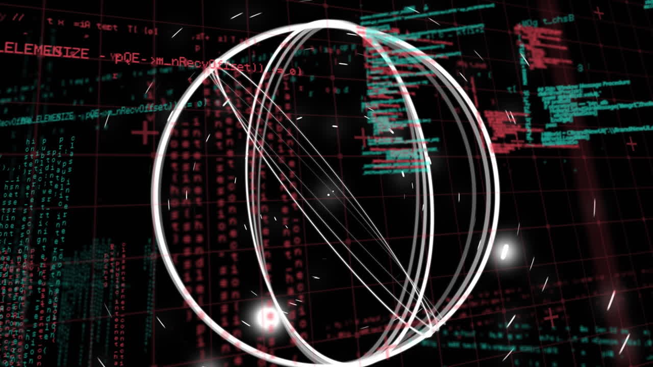 Animation of circles over data processing on black background
