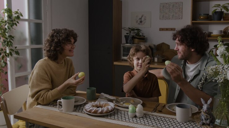 Happy Family Celebrating Easter