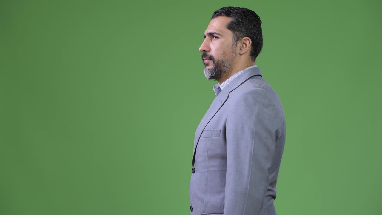 Profile view of handsome Persian bearded businessman