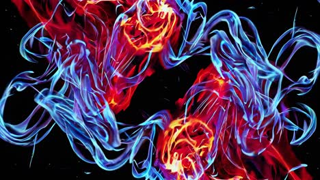 fuego abstracto y remolinos de humo