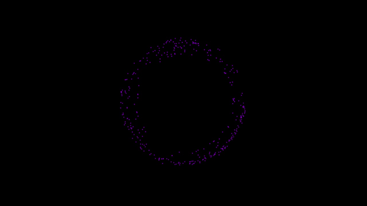 tecnología abstracta fondo de círculo púrpura hecho de líneas y puntos animados, partículas. modo de mezcla