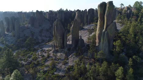 aerial pull back shot in el valle de loss monies, copper canyon region, chihuahua