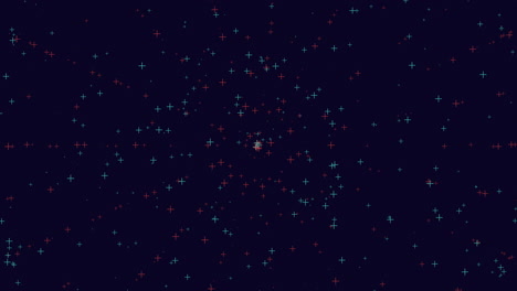 flying random rainbow crosses in night sky