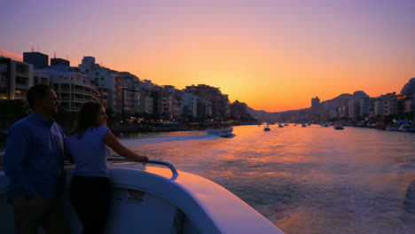 sunset river cruise with couple