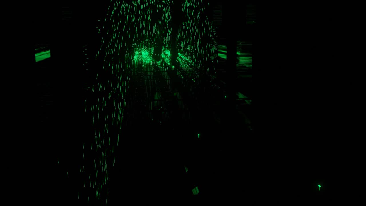 Abstract Glowing Green Tunnel