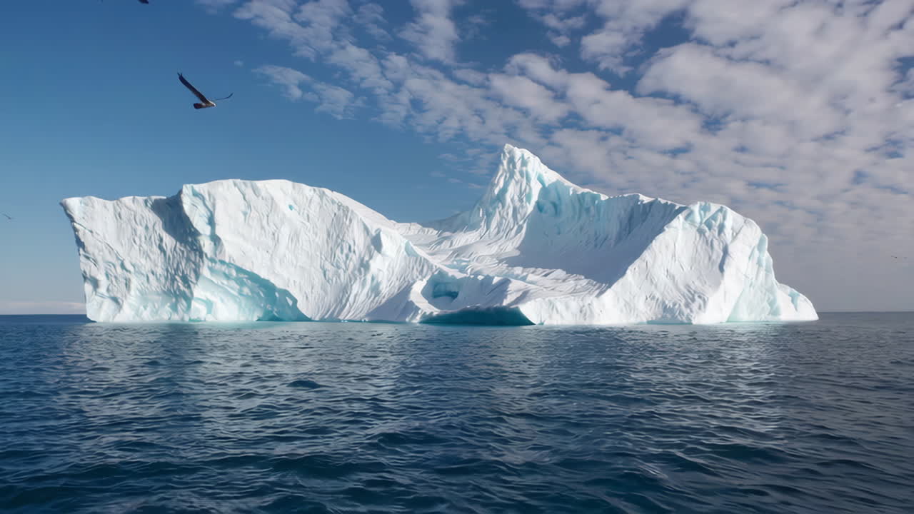 Majestic Iceberg in the Ocean with Gulls
