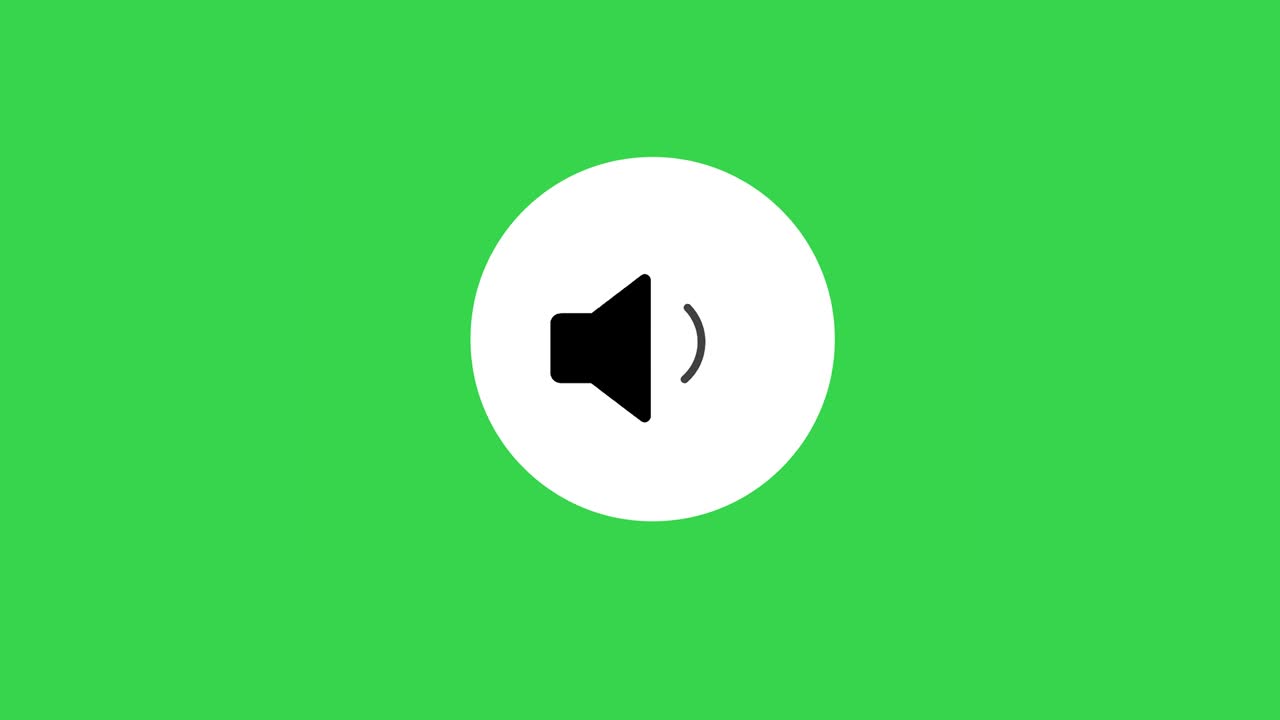 animación del icono del altavoz de sonido en fondo verde.