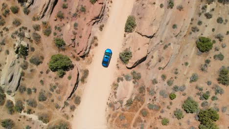 Aerial-view-of-driving-a-car-in-the-desert