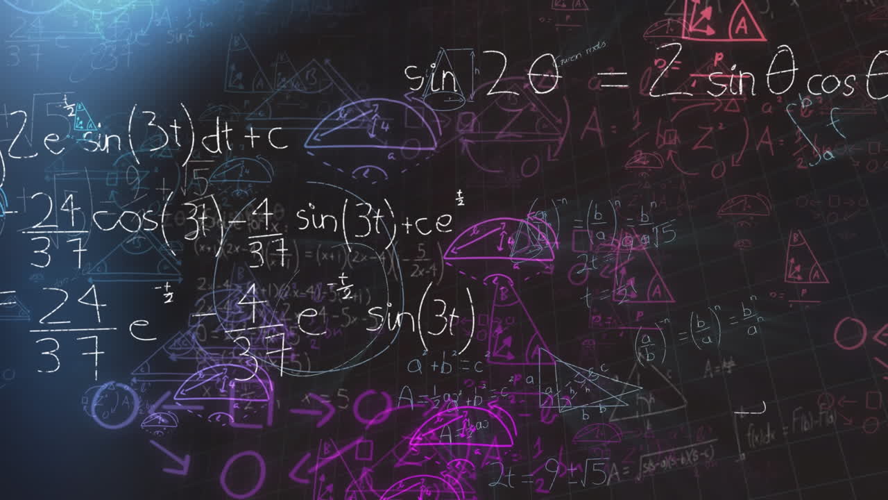 animación de símbolos matemáticos sobre un fondo negro