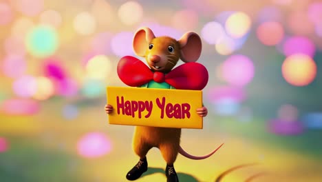 cute mouse wishing happy new year