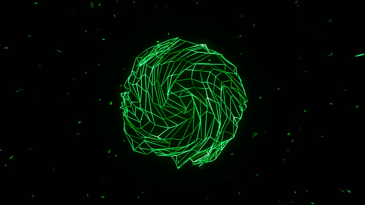 Abstract Glowing Green Wireframe Sphere