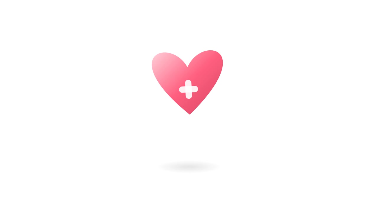 Animated Pink Heart with White Plus Sign Icon