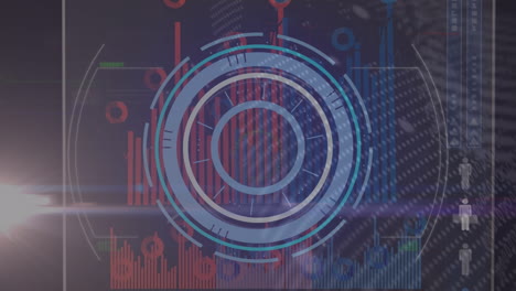 animation of data processing over scope scanning on black background