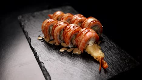 salmon teriyaki shrimp tempura roll