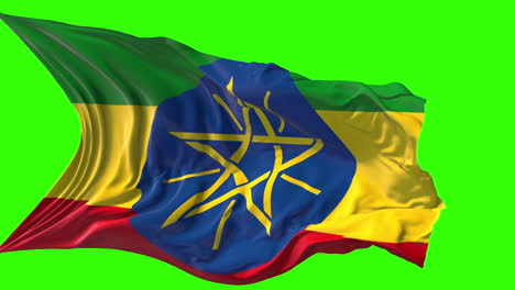 Waving Flag of Ethiopia on Green Screen