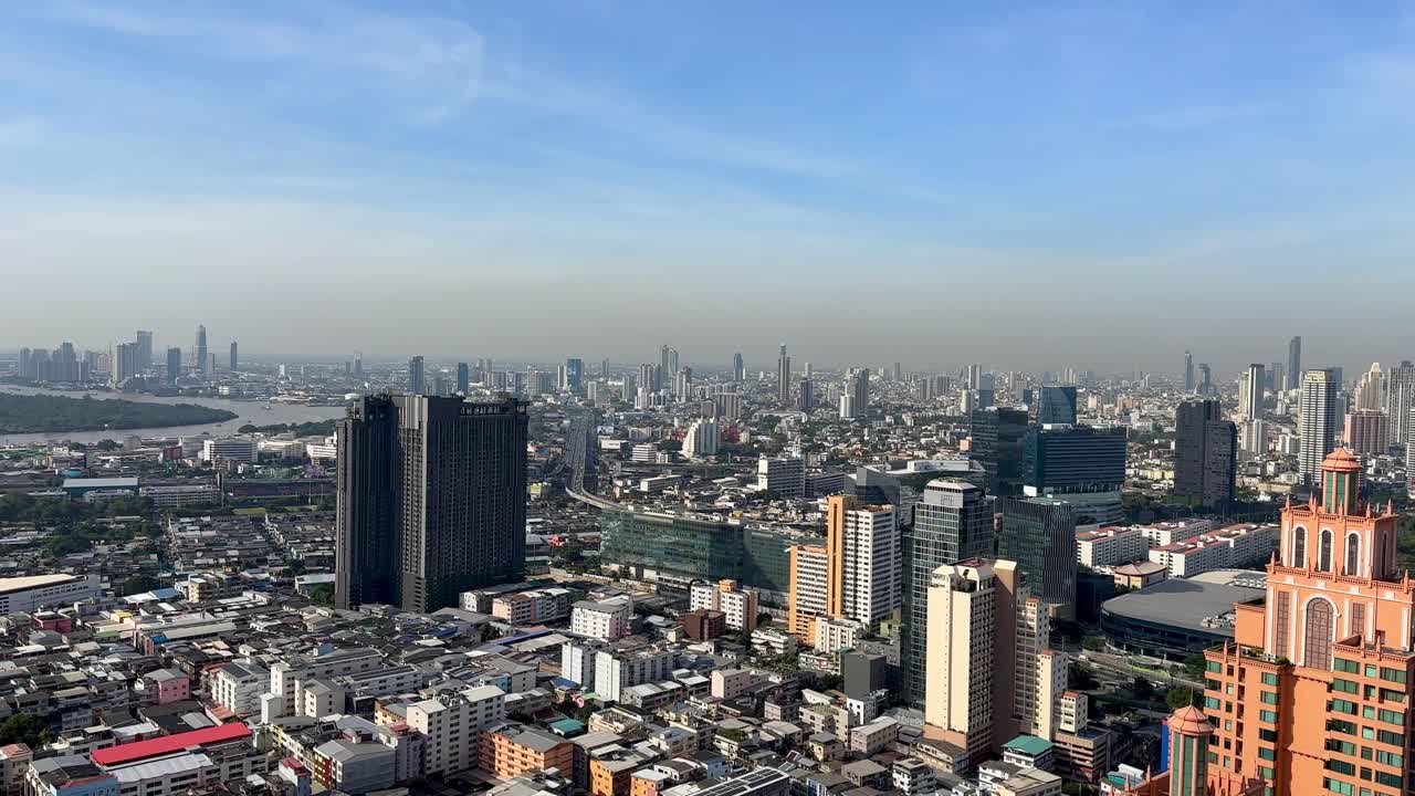 Bangkok Thailand skyline skyscrapers scene in Southeast Asia with modern high-rise architecture urban cityscape views