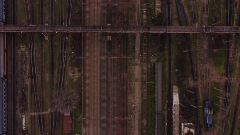 aerial top view of railway lines
