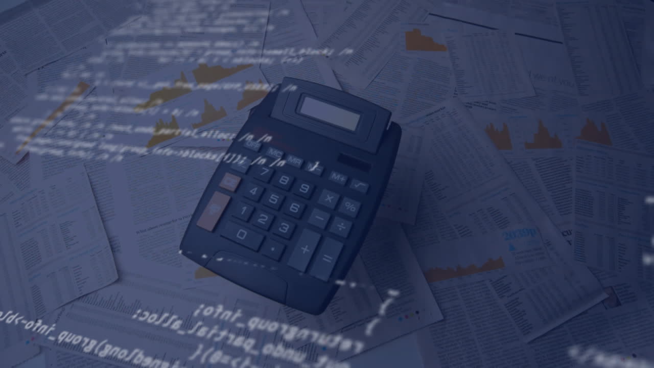 animación del procesamiento de datos a través de una calculadora antigua