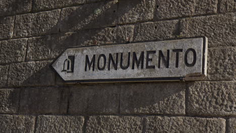 ancient marble portuguese sign monumento in porto, portugal. close-up shot