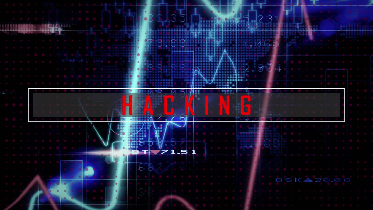 animación de texto de hacking sobre el procesamiento de datos