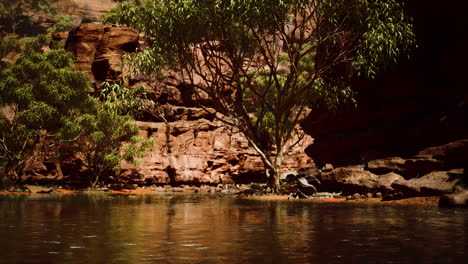 shining rays of the sun reflected in the cold water of the colorado river