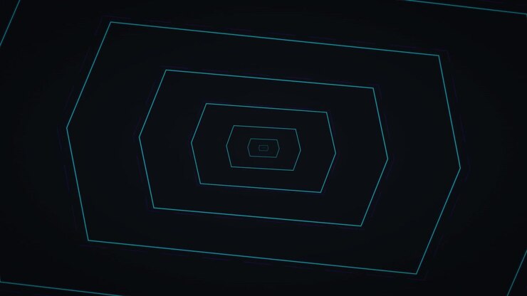 Abstract Tunnel of Glowing Geometric Hexagons