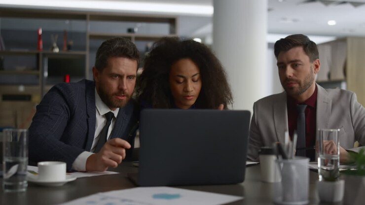 Diverse business group talking