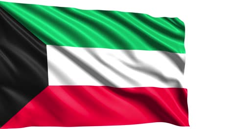 flag of kuwait with fabric structure in the wind (alpha channel, loopable)
