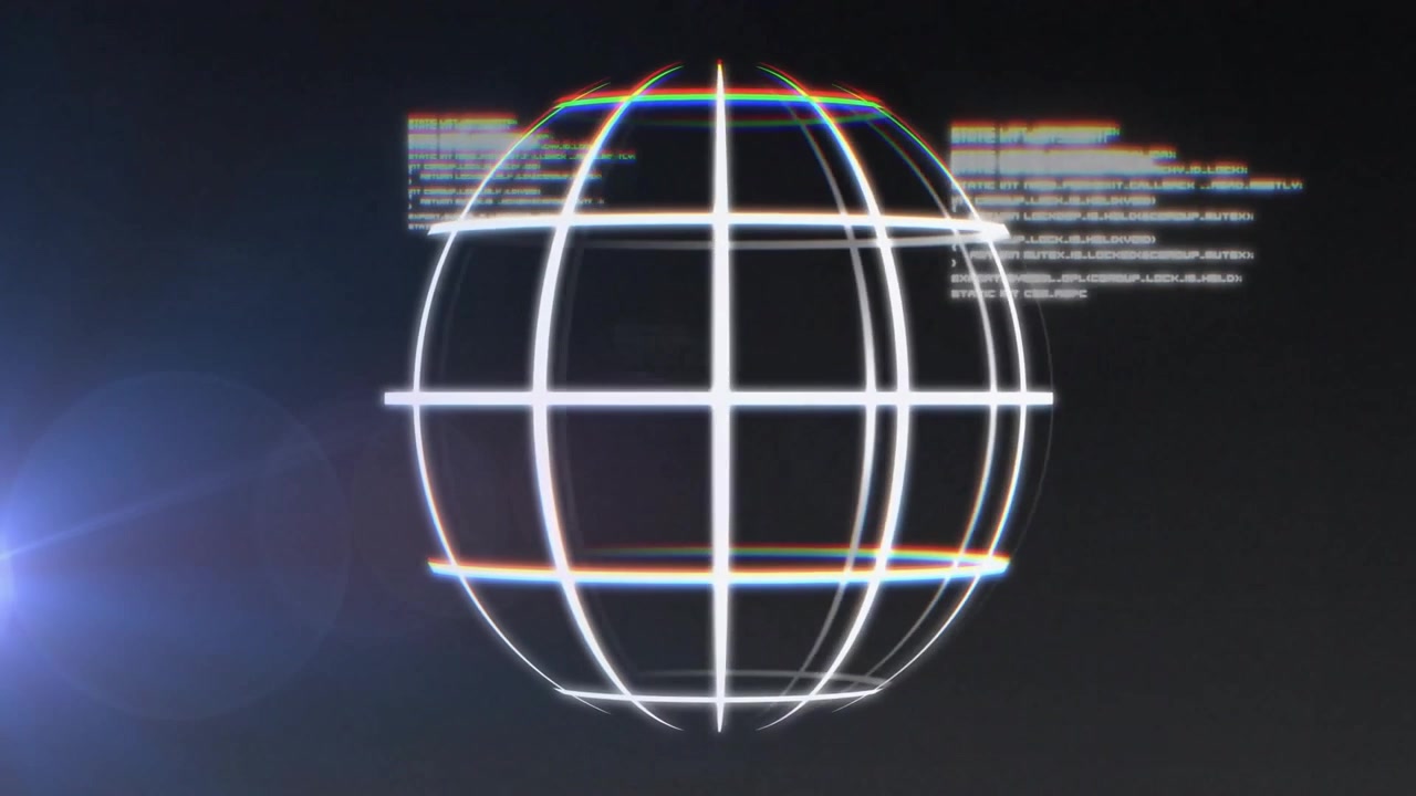 Digital Globe with Floating Data Code and Lens Flare