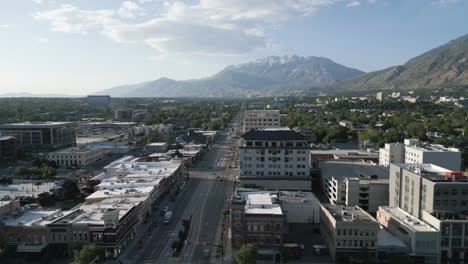 establishing aerial tracking view of provo, utah