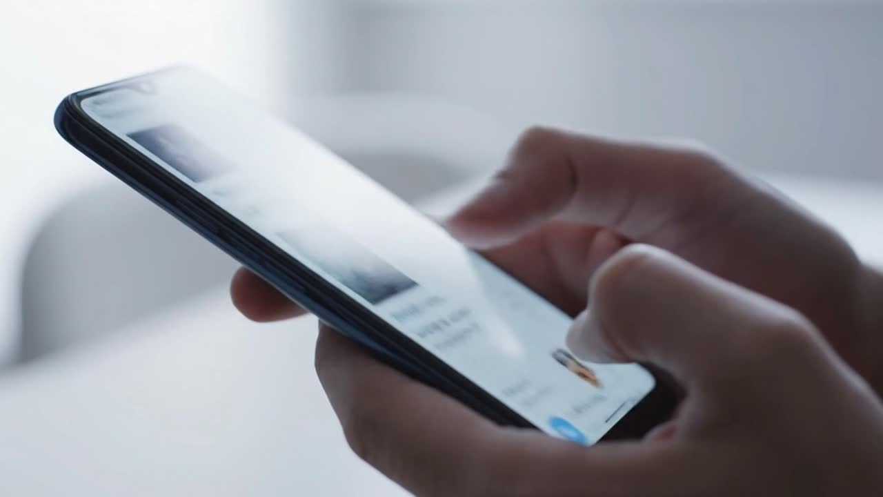 Person using smartphone for digital communication and browsing