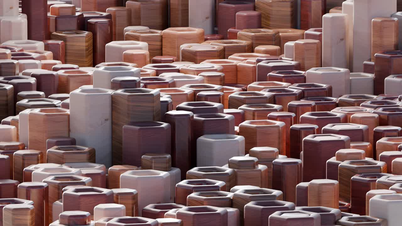 Abstract Composition of Wooden Geometric Shapes