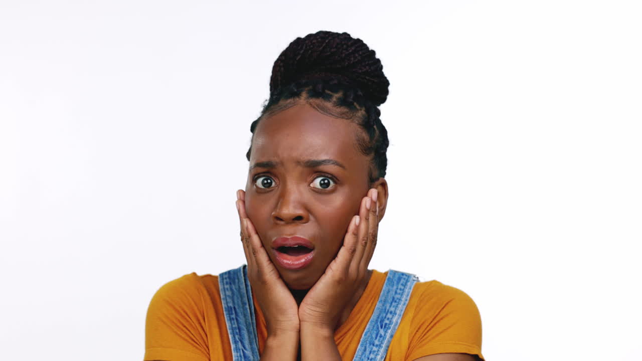Scared, shock and confused with face of black