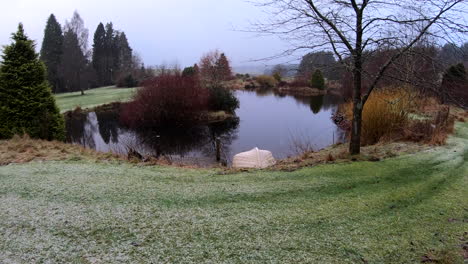 La-Nieve-Cae-Sobre-Un-Lago-En-Una-Casa-De-Campo-Escocesa-En-El-área-De-Kinross-En-Escocia