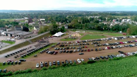 amish mud sale and auction as seen by drone