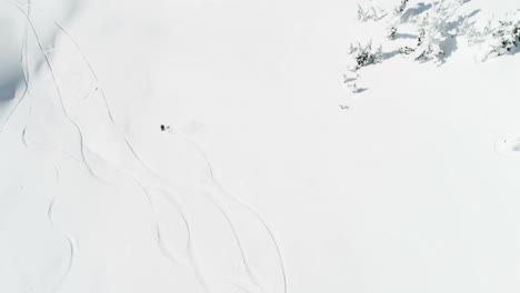 Skifahrer-Skifahren-Auf-Einem-Schneebedeckten-Berg-4k