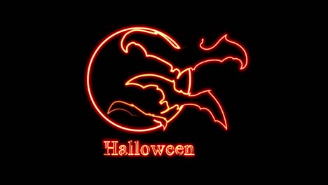 feliz halloween texto de neón parpadeando gráfico de movimiento, 4k, animación en bucle