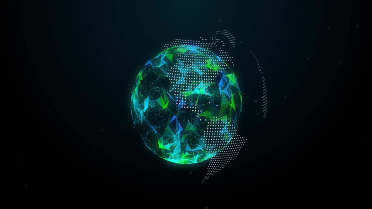 animación de la red de conexiones con el globo sobre fondo negro