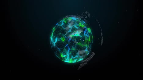 animación de la red de conexiones con el globo sobre fondo negro