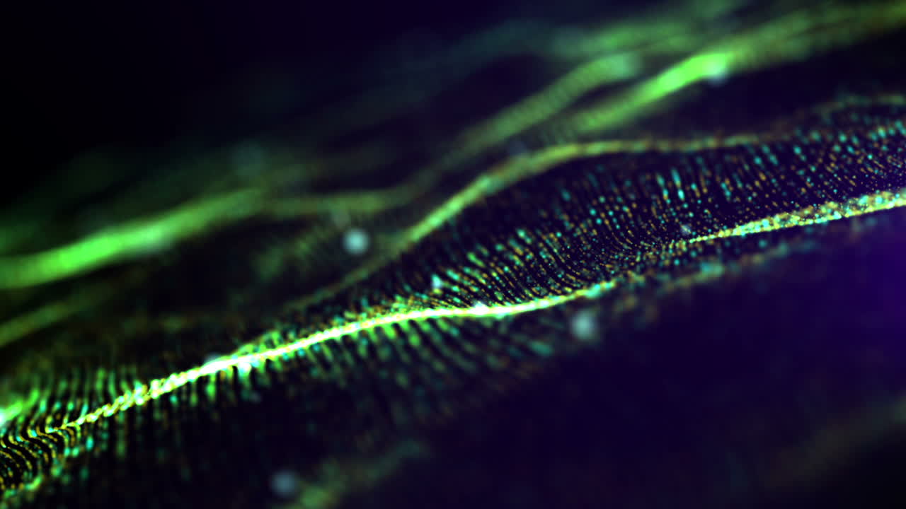 Futuristic digital abstract luxurious sparkling wave particles flow de-focus for festive season Christmas, New Year, Chinese New Year, Valentine background