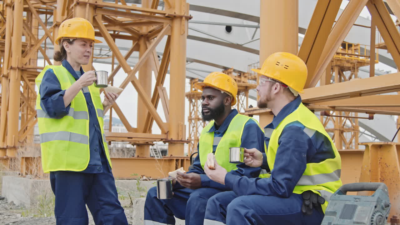 Construction Workers Having Lunch