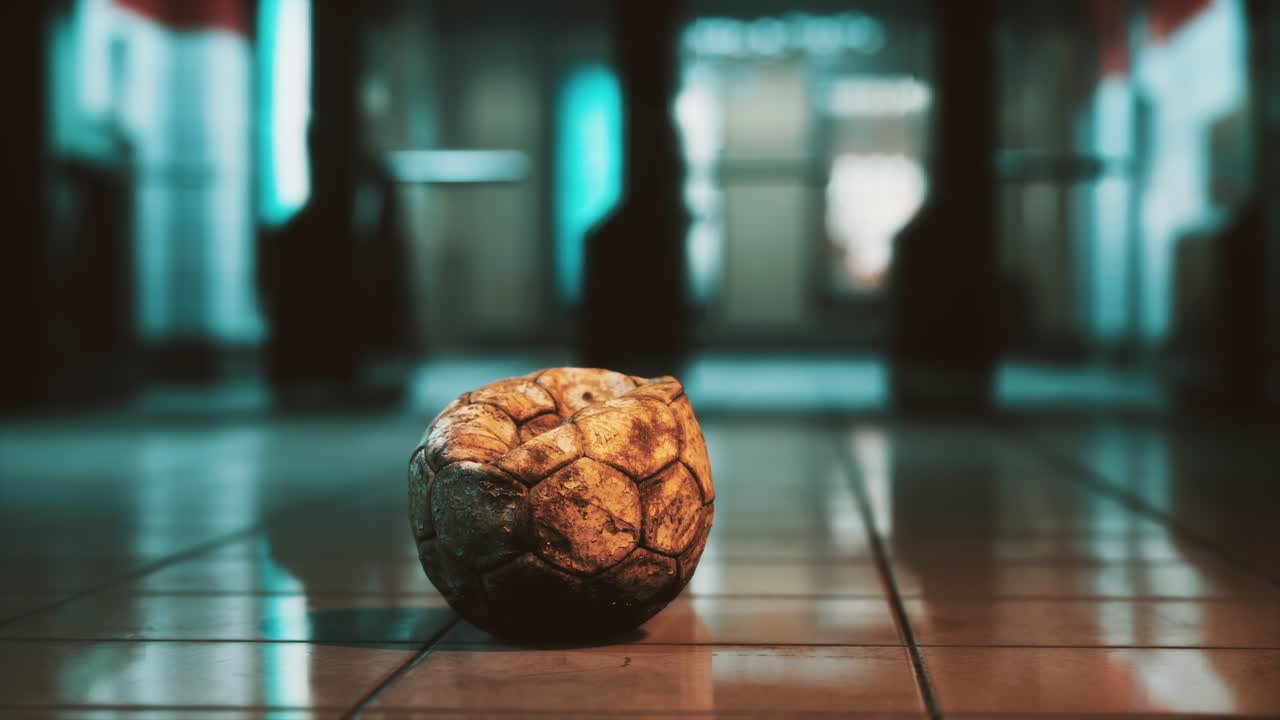 빈 지하철에 있는  ⁇ 은 축구공