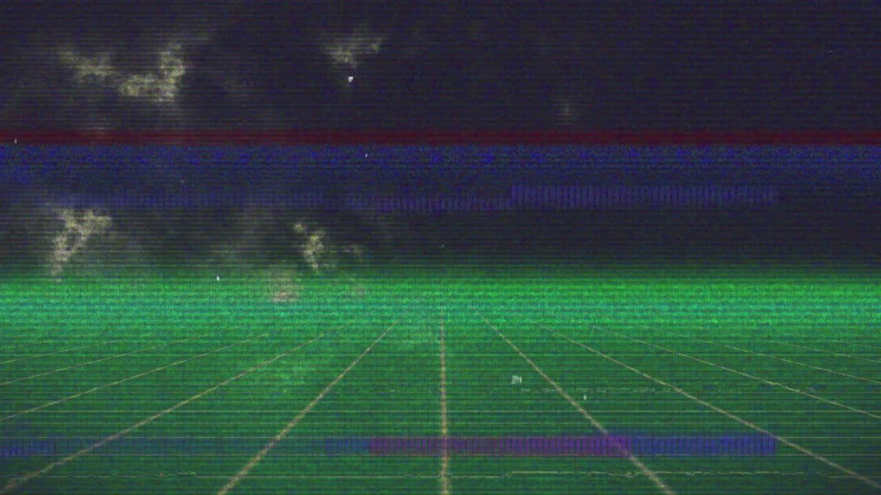 검은 바탕에 있는 네온 선 위의 장애 간섭의 애니메이션