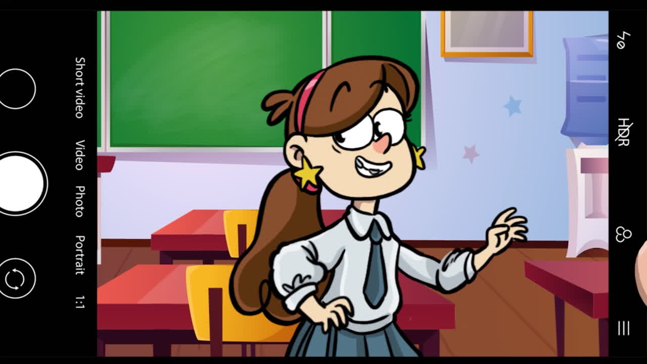Animated Girl in a Classroom