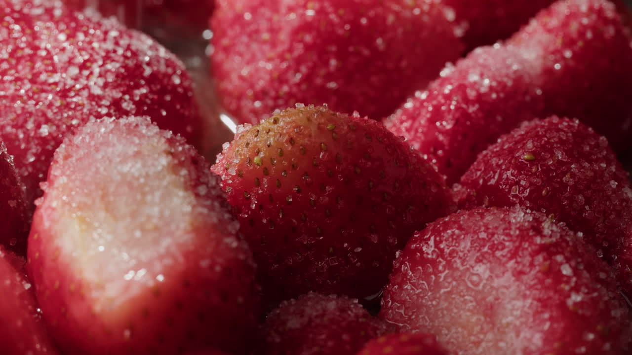 Close-up of sugared strawberries