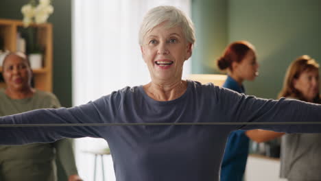 Senior women exercising with resistance bands