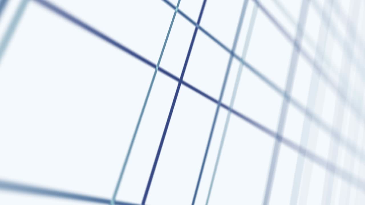 tecnología brillante de líneas de neón azul. concepto de negocio. representación 3d de cuadrados giratorios que se cruzan sobre un fondo blanco. animación de bucle.