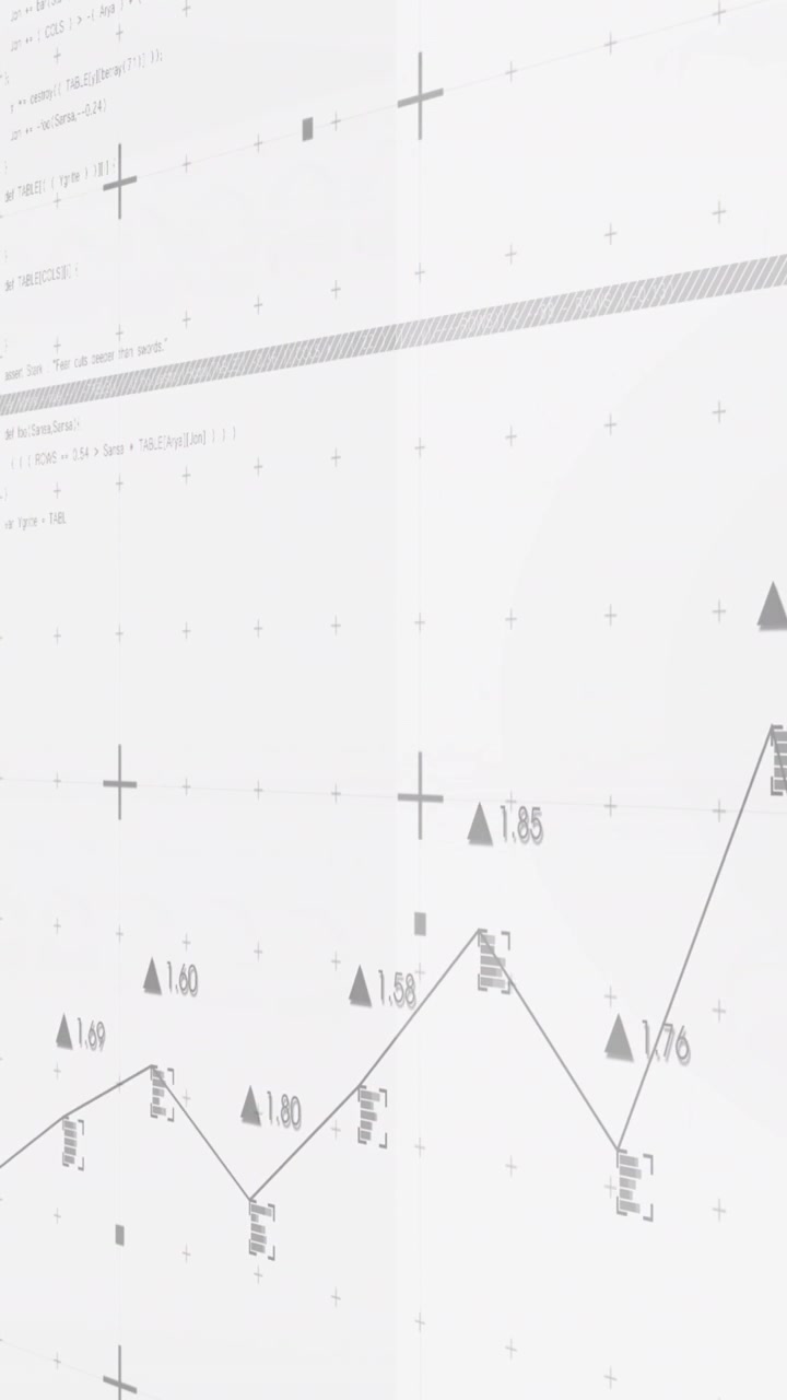 Animation of financial data processing over white background