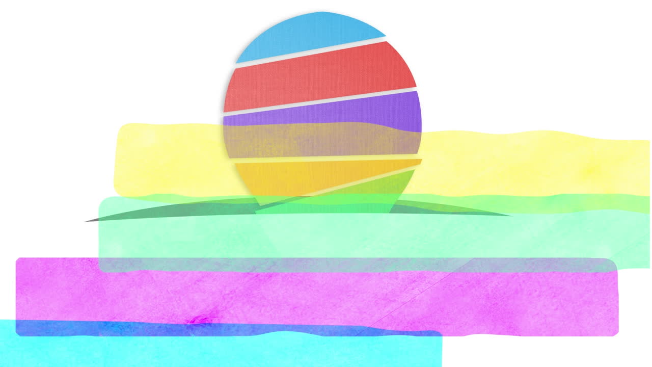 animación de círculos y líneas de colores sobre fondo blanco